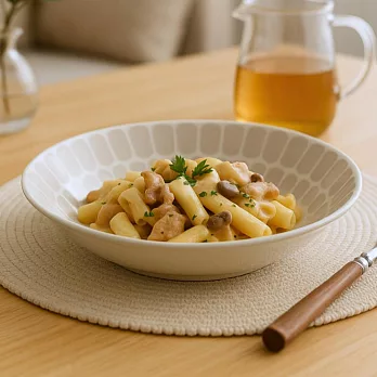 【日本Minoru】Amis簡約磚花 陶瓷深盤22cm ‧ 灰