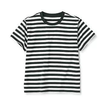 【MUJI 無印良品】兒童圓領短袖T恤 120 黑橫紋