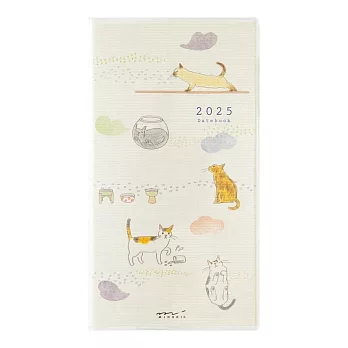 MIDORI POCKET DIARY 2025手帳長形(月間)- 小貓