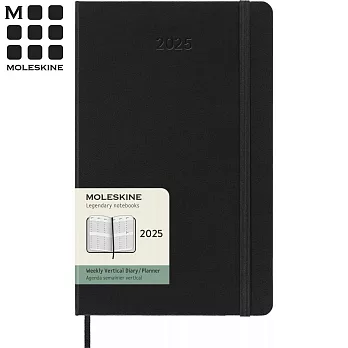 MOLESKINE 2025經典直式週記12M 硬殼-L型黑