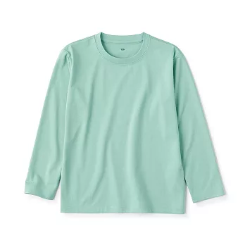 【MUJI 無印良品】兒童圓領長袖T恤 140 煙燻綠