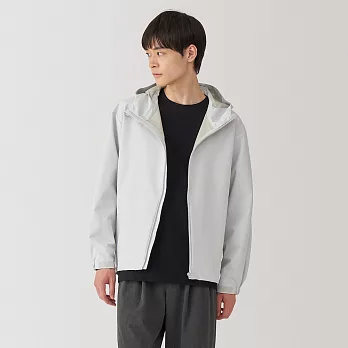 【MUJI 無印良品】男撥水加工連帽外套 M 淺灰