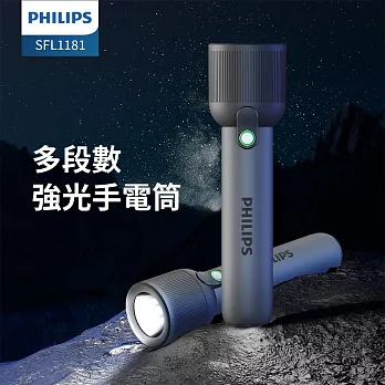 PHILIPS 飛利浦 IP44 強光手電筒 SFL1181 黑灰