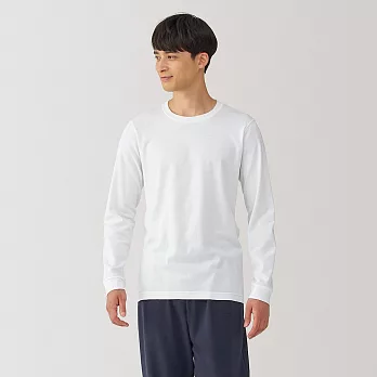 【MUJI 無印良品】男棉保暖厚織圓領長袖T恤 M 白色