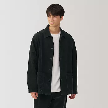 【MUJI 無印良品】男吉貝木棉混燈芯絨外套 S 黑色