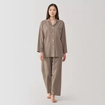 【MUJI 無印良品】女無側縫法蘭絨家居睡衣 S 棕色