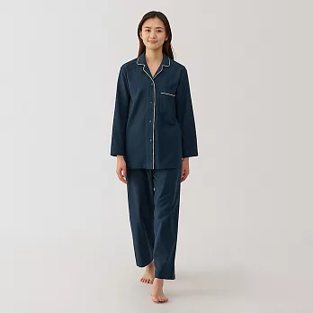 【MUJI 無印良品】女無側縫法蘭絨家居睡衣 S 暗藍