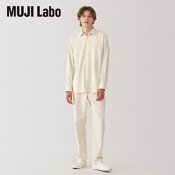 【MUJI 無印良品】MUJI Labo男起毛斜紋織標準領襯衫 S 柔白