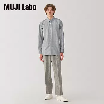 【MUJI 無印良品】MUJI Labo男羊毛混標準領襯衫 S 淺灰