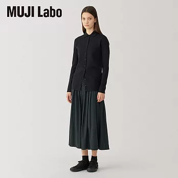 【MUJI 無印良品】MUJI Labo女針織打褶裙 S 墨灰