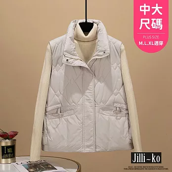 【Jilli~ko】短款時尚夾棉坎肩寬鬆加厚背心馬甲 J11981  FREE 白色