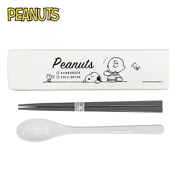 【日本正版授權】史努比 兩件式 餐具組 日本製 環保餐具/湯匙/筷子 Snoopy/PEANUTS