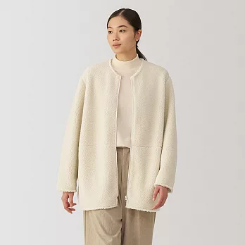 【MUJI 無印良品】女絨毛刷毛大衣 S 象牙白