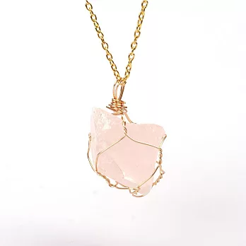 【水星記】項鍊 天然不規則水晶原石手工繞絲鎖骨鍊 _粉晶