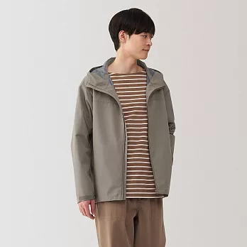 【MUJI 無印良品】男撥水加工連帽外套 M 灰棕
