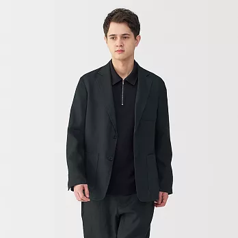 【MUJI 無印良品】男亞麻水洗外套 S 黑色