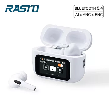 RASTO RS70 AI智能全觸控螢幕ANC+ENC主動降噪藍牙5.4耳機 白
