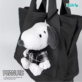 樂玩多 史努比 經典格紋系列伸縮鑰匙圈-SNOOPY