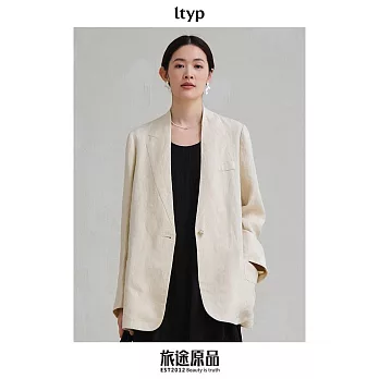 ltyp旅途原品 重磅100%亞麻新中式西裝 極簡鬆弛文藝外套女春 M L  M 杏仁米
