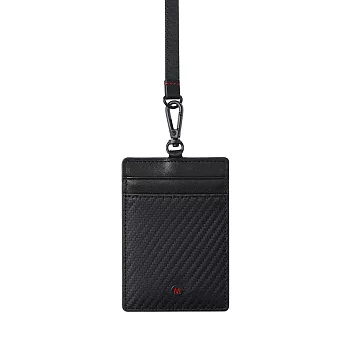 MONDAINE 瑞士國鐵 蘇黎世3卡安全扣證件套｜防夾頸繩｜牛皮/葡萄皮｜悠遊卡/識別證卡套 - 碳纖維紋