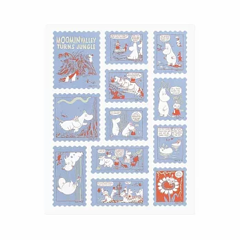【日本HIGHTIDE】MOOMIN 郵票風貼紙 ‧ 藍色