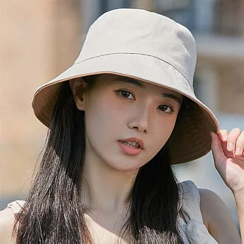日本 BEAUTYJAPAN 抗UV可塑型可拆卸防風繩全棉兩面防曬帽 BJ2147 米/卡其色