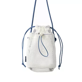 【日本Mark’s】Mesh 隨身側背網狀束口收納袋 ‧ 香草(白)