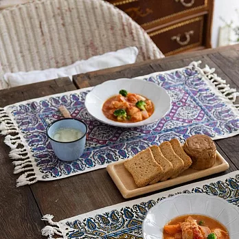 【日本Tomo】伊斯法罕織紗 花草藤蔓 純棉餐墊 ‧ 迷情紫