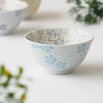 【日本野田】美濃燒｜千年櫻 陶瓷餐碗13.2cm ‧ 天藍