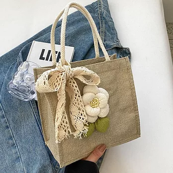 【素包包】手提包 小七超商輕購物春夏感方形麻布手提袋(37035) _米白