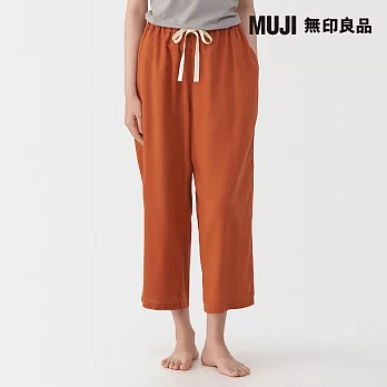 【MUJI 無印良品】女涼感柔滑八分褲 S 深橘