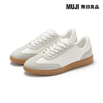 【MUJI 無印良品】柔軟鞋墊拼接休閒鞋 22cm 柔白
