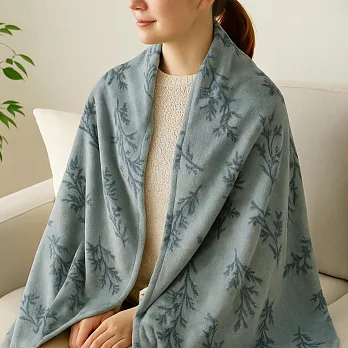 【日本現代百貨】arne法蘭絨 輕盈柔軟保暖毛毯 ‧ 花草(灰)