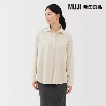【MUJI 無印良品】女雙面起毛法蘭絨標準領長袖襯衫 S 象牙白