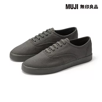 【MUJI 無印良品】撥水加工柔軟鞋墊帆布休閒鞋 22cm 墨灰