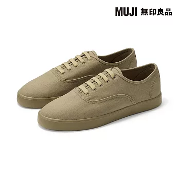 【MUJI 無印良品】撥水加工柔軟鞋墊帆布休閒鞋 22cm 駝色