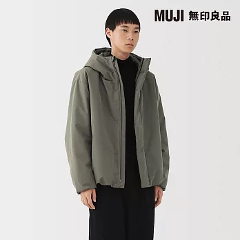 【MUJI 無印良品】男防風撥水加工鋪棉連帽外套 S 深摩卡棕