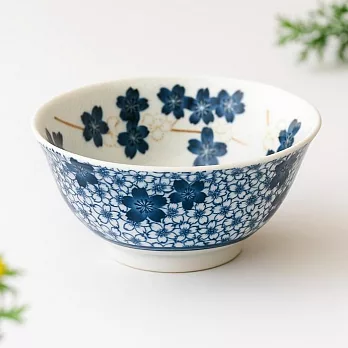 【日本野田】美濃燒｜千年櫻 陶瓷丼餐碗15cm ‧ 紺藍