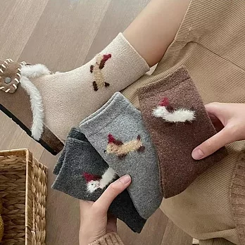 【Missking 1983】毛絨小狗中筒襪 (4雙組)