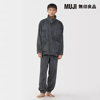 【MUJI 無印良品】男不易產生靜電暖纖毛保暖立領長袖家居睡衣 M 墨灰