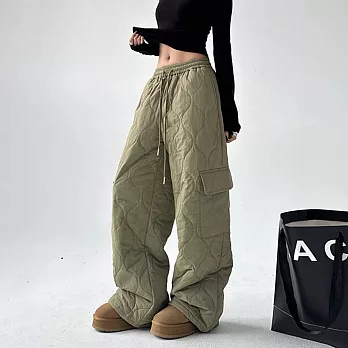 【ACheter】 戶外抗寒保暖棉褲加厚工裝衝鋒休閒長褲# 126940 M 綠色