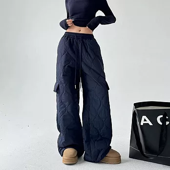 【ACheter】 戶外抗寒保暖棉褲加厚工裝衝鋒休閒長褲# 126940 M 藏青色