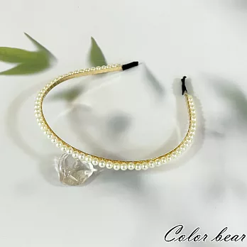 【卡樂熊】韓版珍珠輕奢造型髮箍- 細珠單排