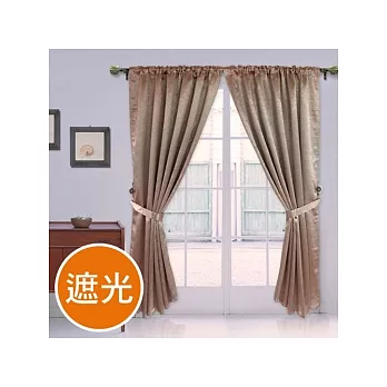 棉花田【英倫】素色壓花穿掛兩用遮光窗簾-膚金色(270x230cm) 膚金色