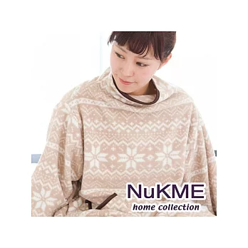 棉花田【NuKME】時尚創意保暖印花袖毯-米色雪花