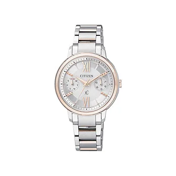 CITIZEN xC系列 夜戀巴黎光動能雙環時尚腕錶(玫瑰金/31mm)