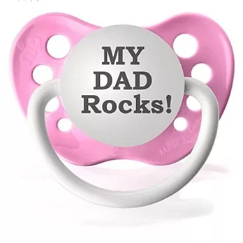 美國 Ulubulu ，個性化造型安撫奶嘴，德國製My Dad Rocks-Pink