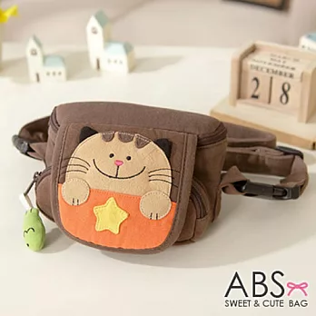 ABS貝斯貓 可愛貓咪手工拼布小型側背包/零錢包 (咖啡) 88-046