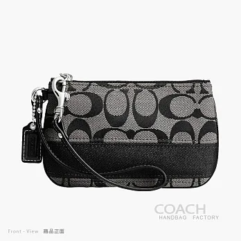 《COACH》新款 經典C Logo黑灰織布拉鍊晚宴/手拿包