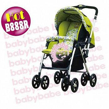 BabyBabe 附蚊帳雙向加寬秒縮車-(綠色/紅色)綠色